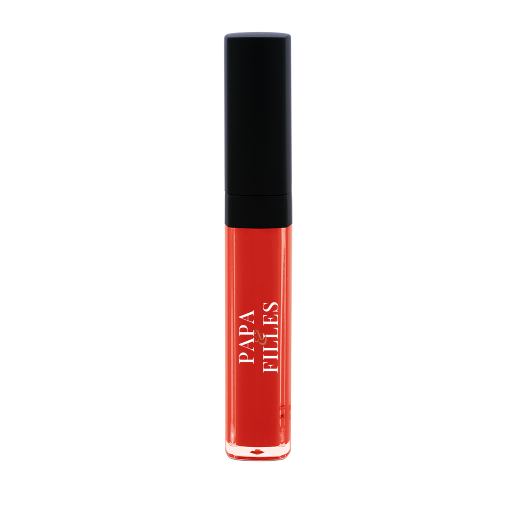 PAPA Liquid Lip Stain in Hot Lips, a classic red shade